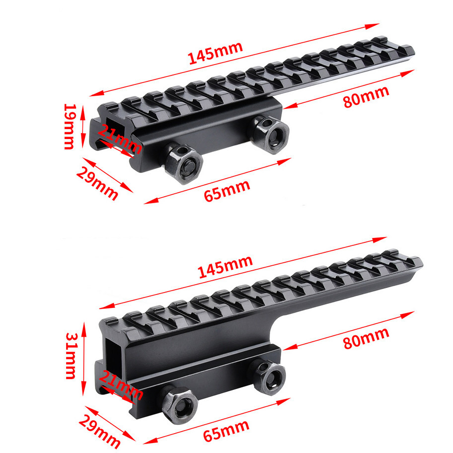 Extended Flat Top Riser Scope Mount Base Mount for 20mm Picatinny Rail
