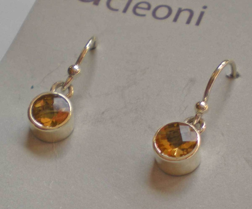 Citrine Earrings - Sterling Silver j919a