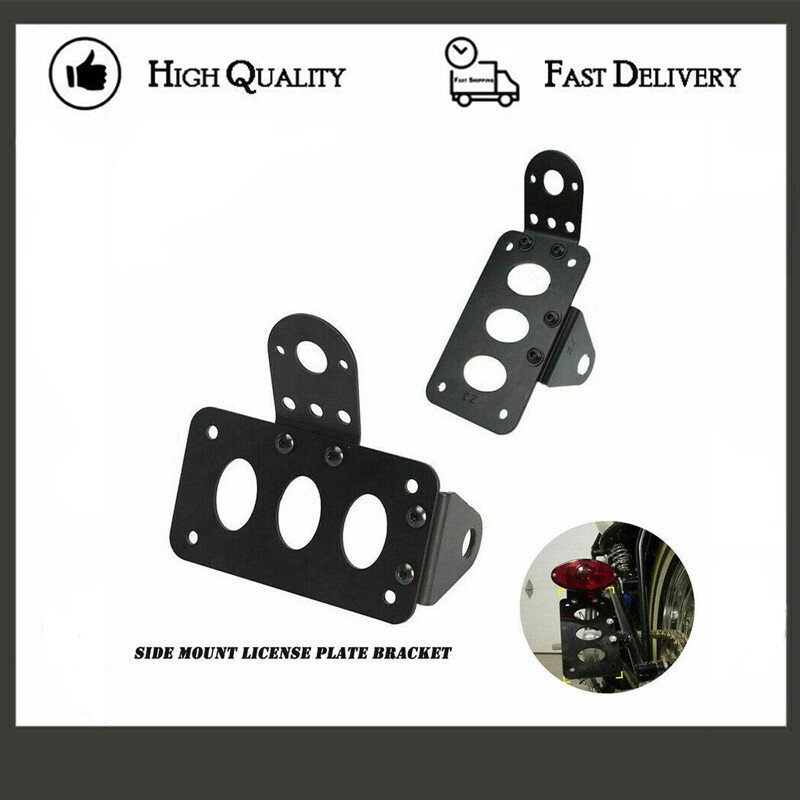 7/8" Black Side Mount License Plate Bracket For Chopper Bobber