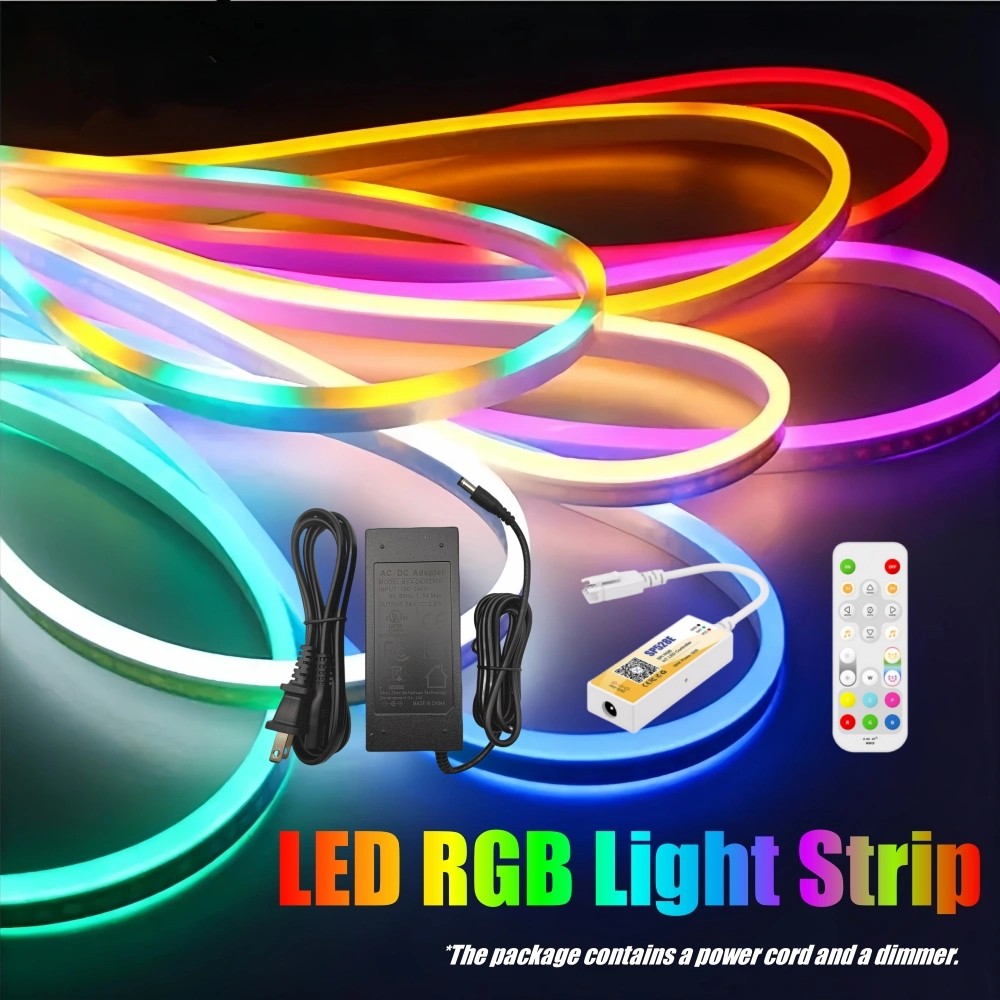 RGBIC LED Strip Light Silicone-Encased Cuttable with Dimmer Power Supply Include