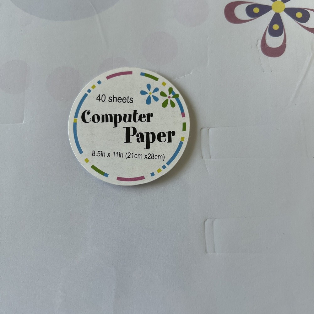 Computer Paper 40 Sheets 8.5" by 11" Flowers/ Two Pack 1 New Other Open Box
