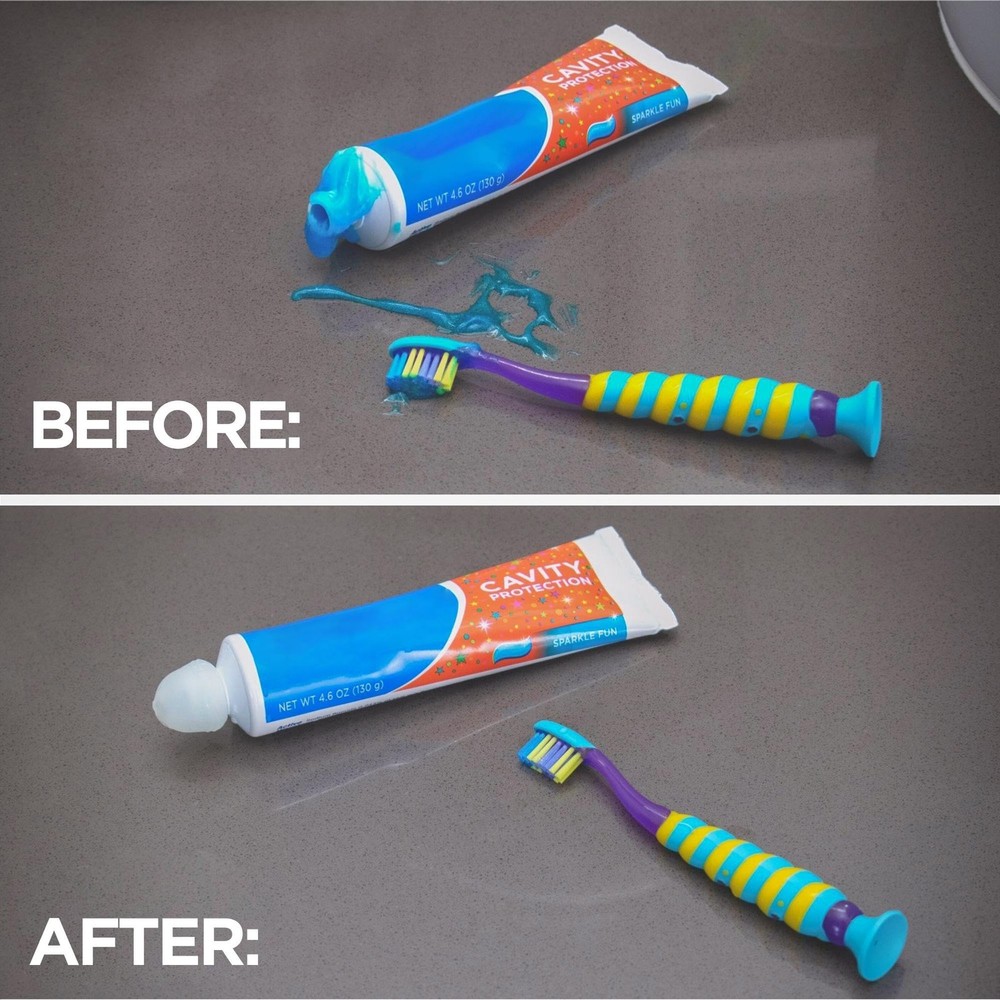 Chrome Cherry SqueezMe Self-Closing Toothpaste Caps, Silicone 3-Pack, Clear