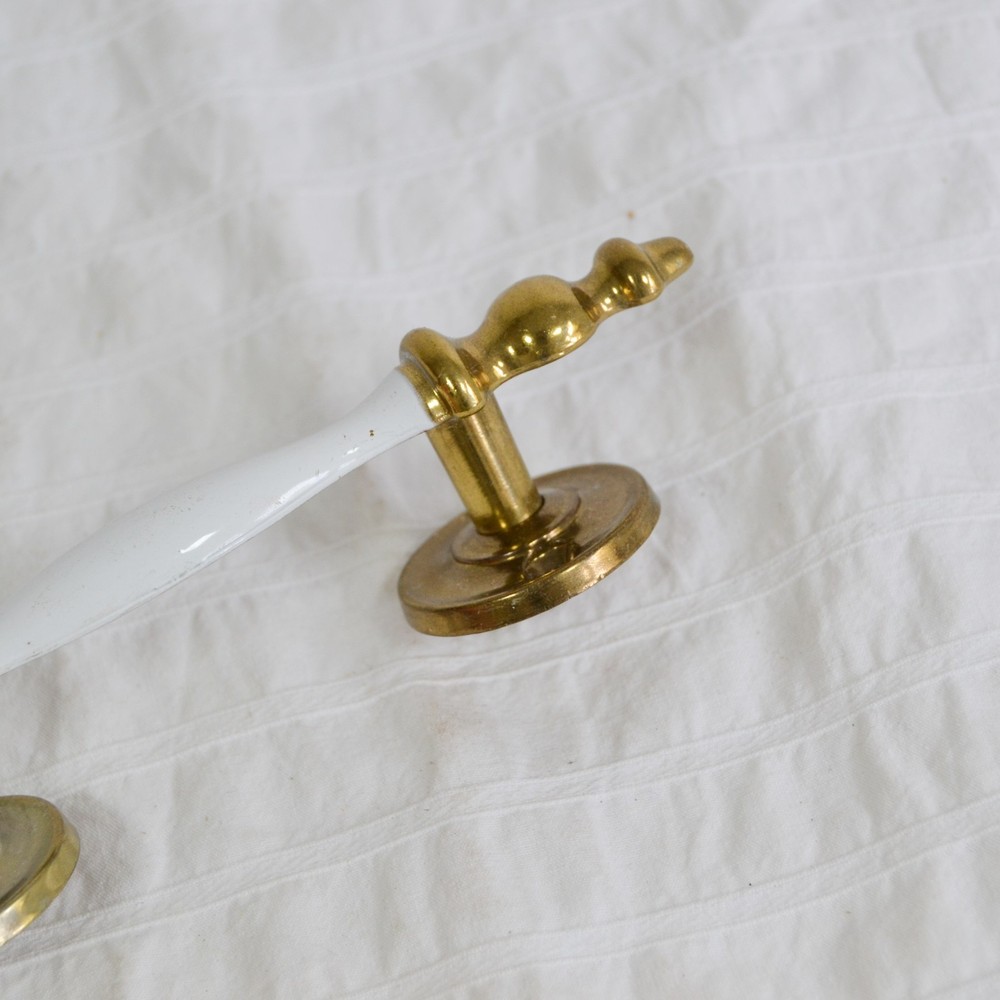 Vintage Regal Brass White Pull Handle x1, Cabinet Drawer Cupboard Pull Diecast