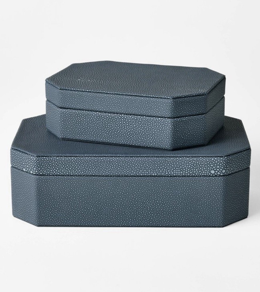 Large FAUX SHAGREEN BOX Blue STUDIO MCGEE Threshold Target HOME DECOR Storage