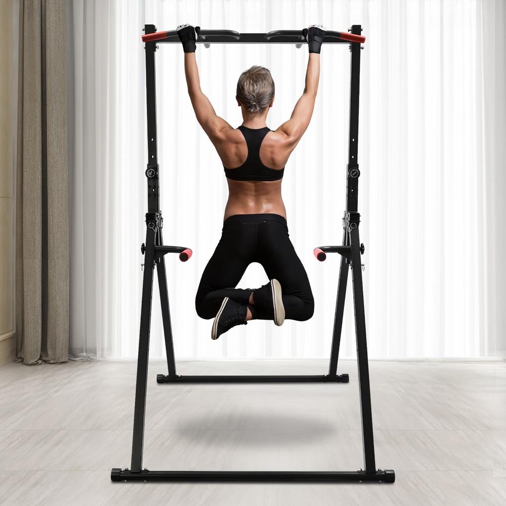 Adjustable Power Tower Dip Station Pull Up Bar, Multifunction Triangular Struct