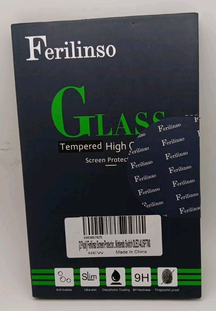 Ferilinso 2-Pack Tempered Glass Screen Protector For Nintendo Switch OLED- NEW