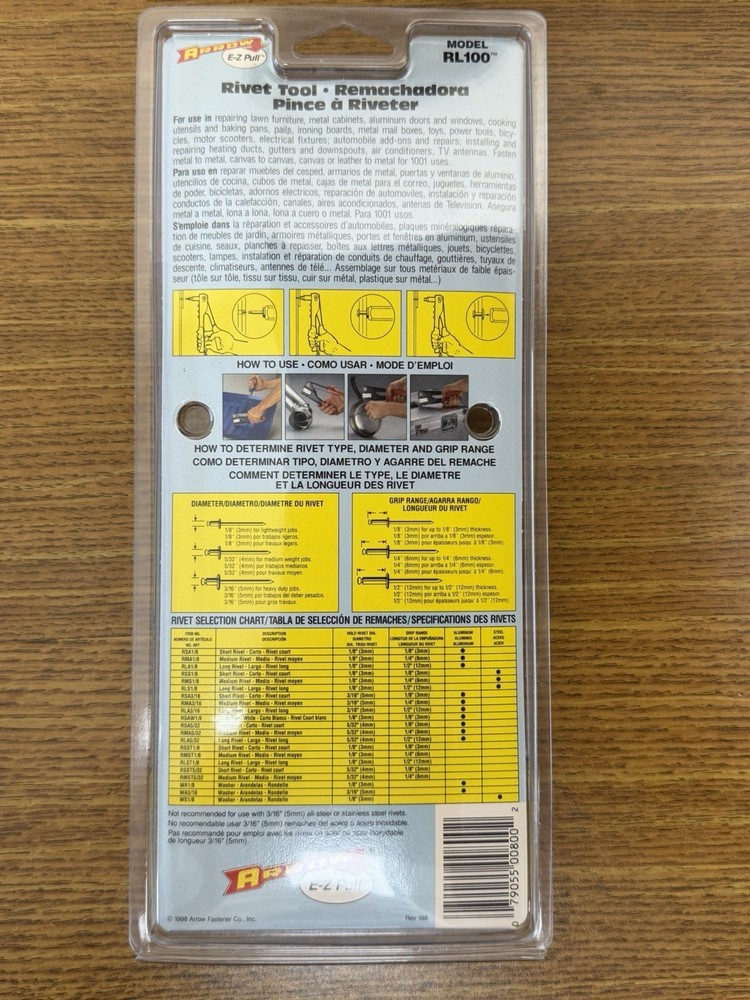 Arrow Rivet Tool E-Z Pull Model RL100