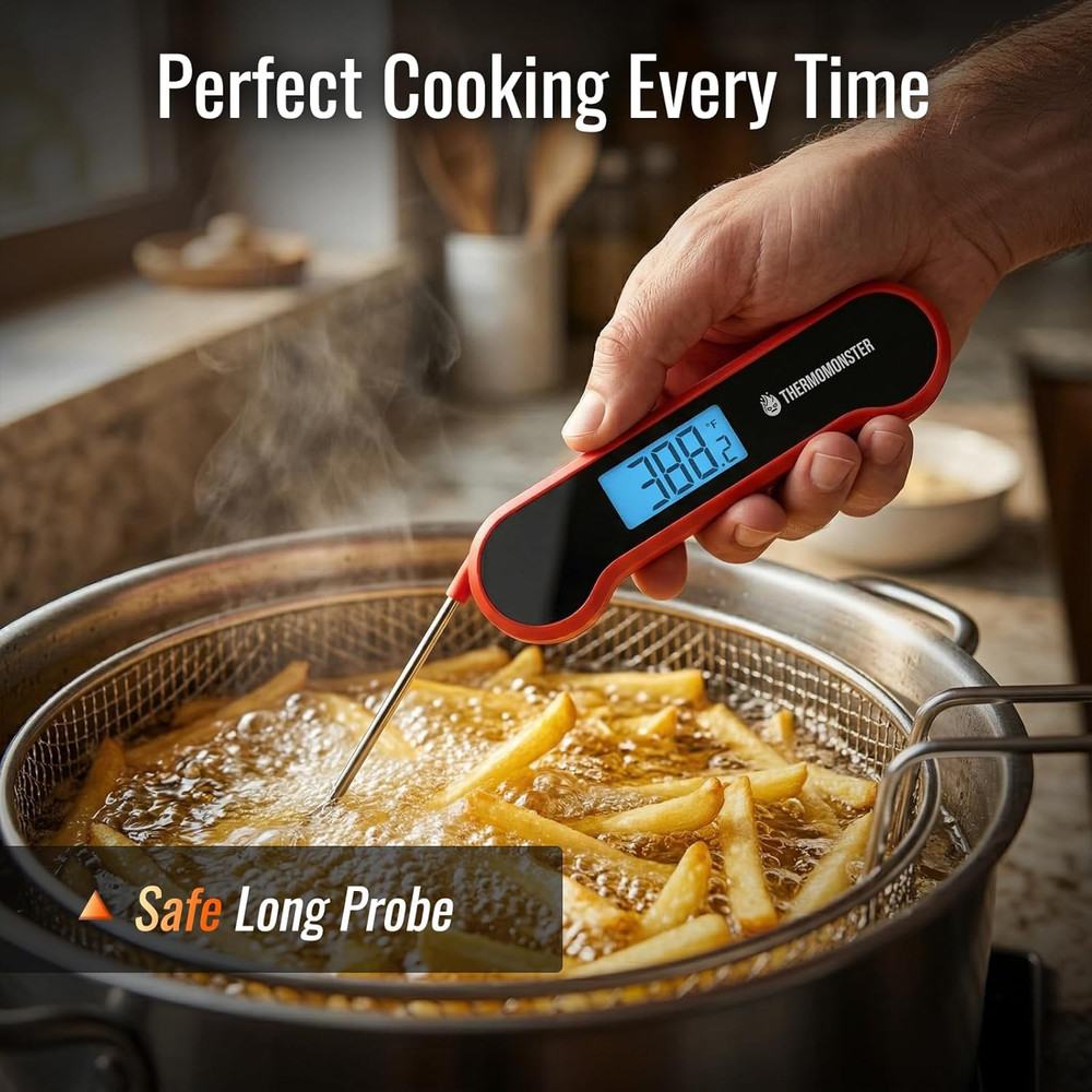Digital Instant Read Meat Thermometer, ±0.5℉ Precision, Red Cooking Tool