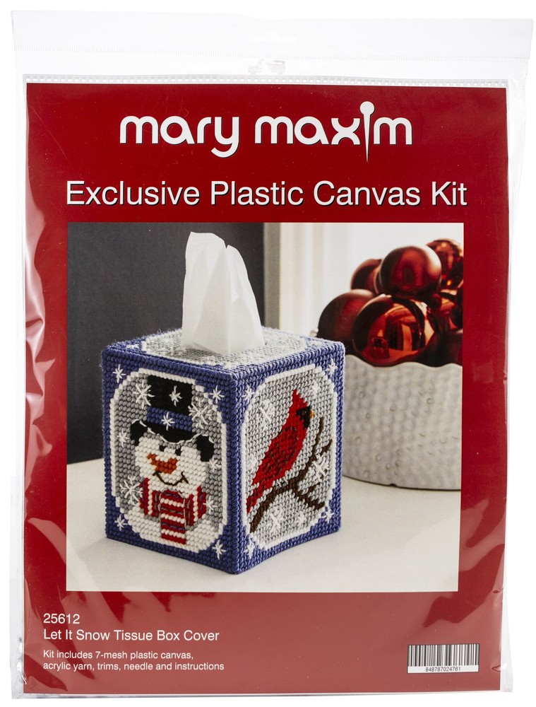 Mary Maxim Plastic Canvas Tissue Box Kit 5"-Let It Snow (7 Count)