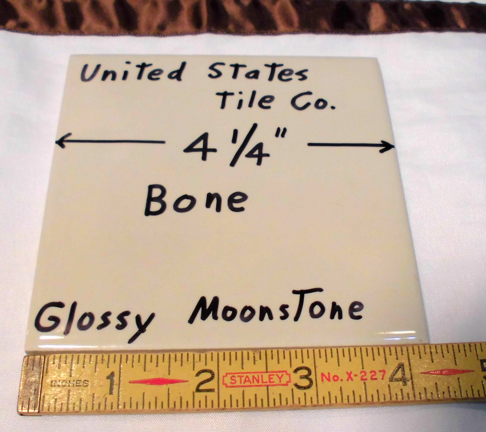 1 pc. Gloss Bone: 4-1/4" Ceramic Tile New Stock: Bumpy-Ripple Textured Surface
