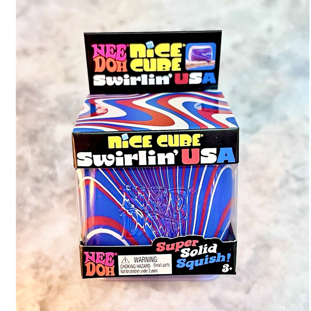 NeeDoh Nice Cube Swirlin' USA ❤️🤍💙 Super Solid Squish Red White Blue