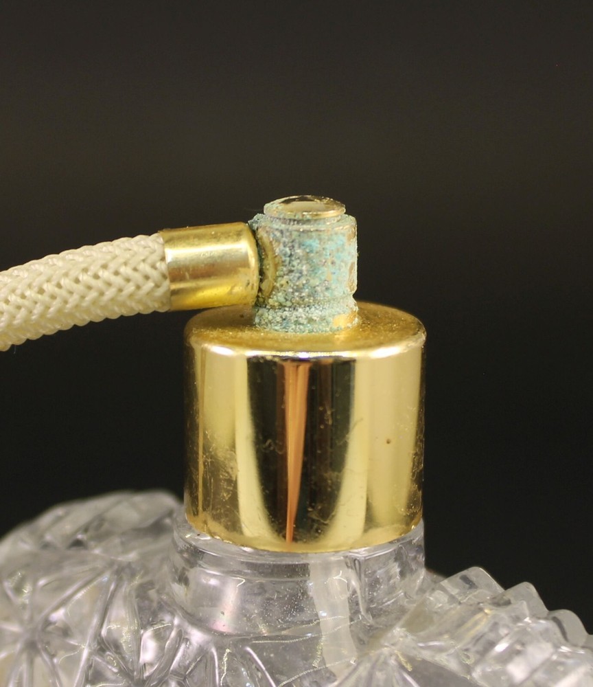 Vintage Heart Shaped Glass Perfume Atomizer Bottle 4" Tall