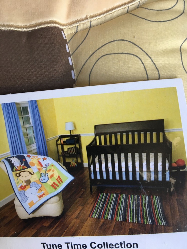 Riegel Tune Time, Musical Monkey 3 Pce Nursery Set Comforter, Sheet, Dust Ruffle