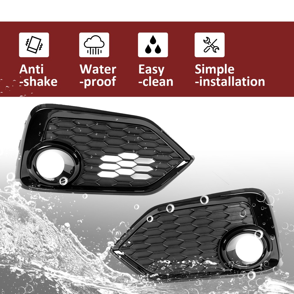 Fog Light Trim Bezel Covers For 2017 2018 2019 Honda Civic Driver+Passenger Side