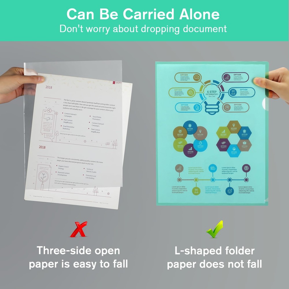 35 Pack Clear Plastic Folders Sleeves Document Project Pockets for Letter Size