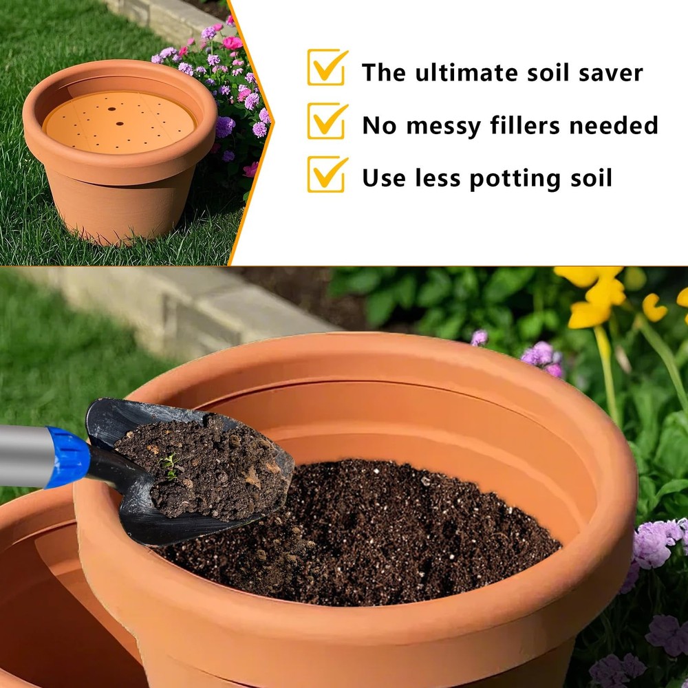 2Pcs Planter Inserts for Large Pots, 18" Round Plastic Planter Insert with Dr...
