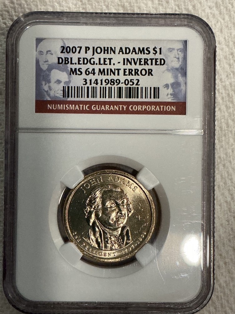 2007 John Adams Presidential Dollar With Double Edge Inverted Error MS64 NGC