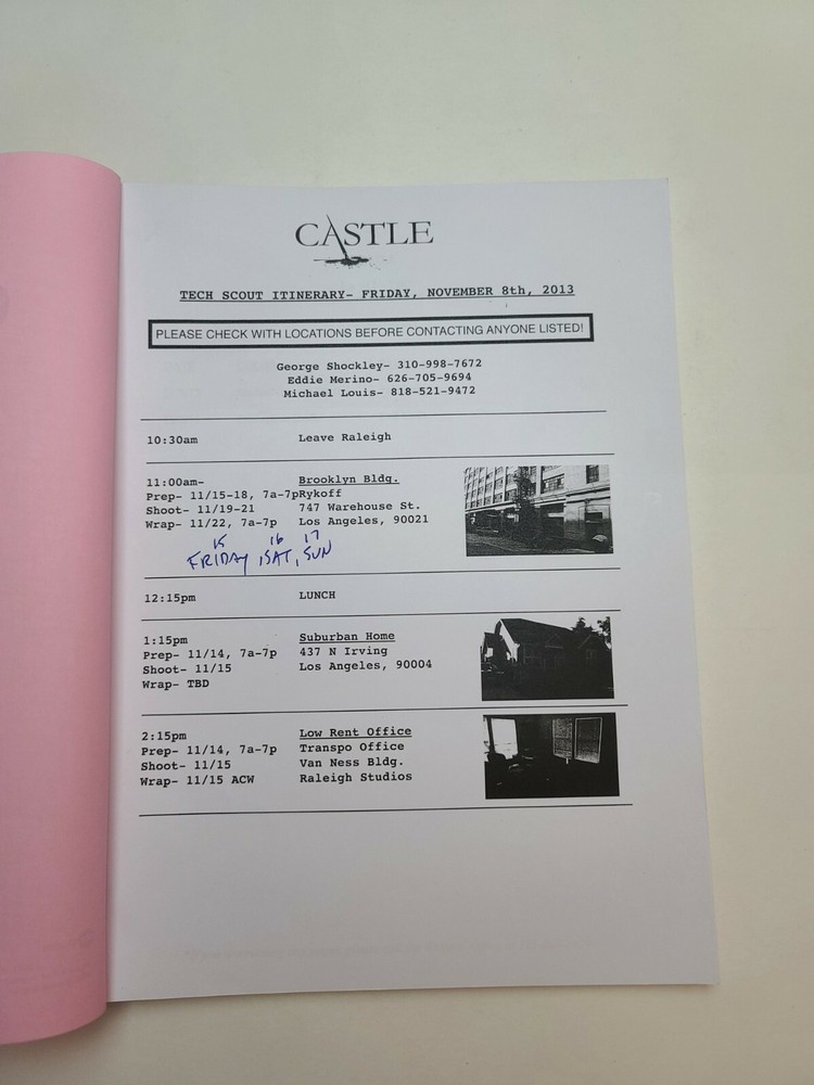 CASTLE / Andrew W. Marlowe TV Script, Nic Bishop & Wendy Davis "Under Fire"