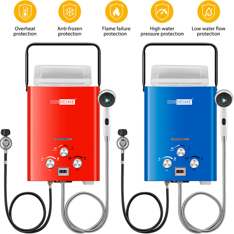 6L/1.6GPM LPG Propane Gas Water Heater On-Demand Instant Hot Boiler + Shower Kit