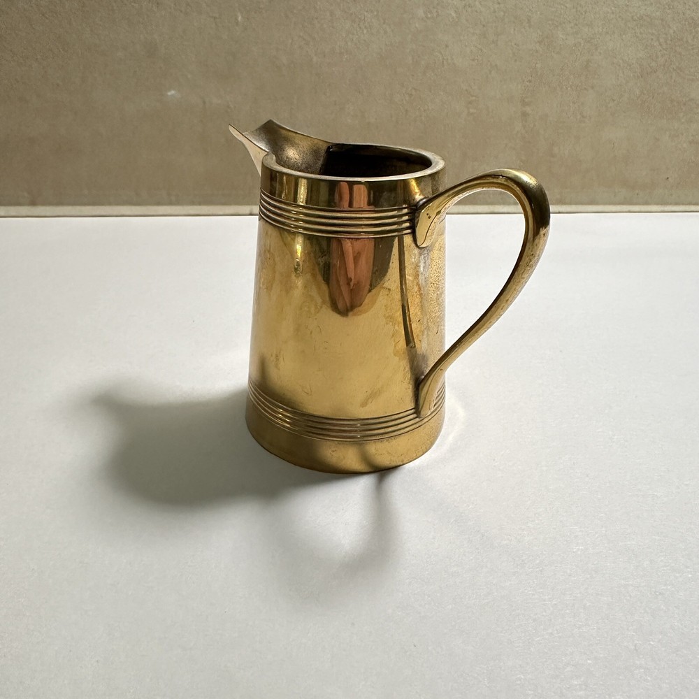Early 1900s German Brass Plated Creamer Pitcher - Marked