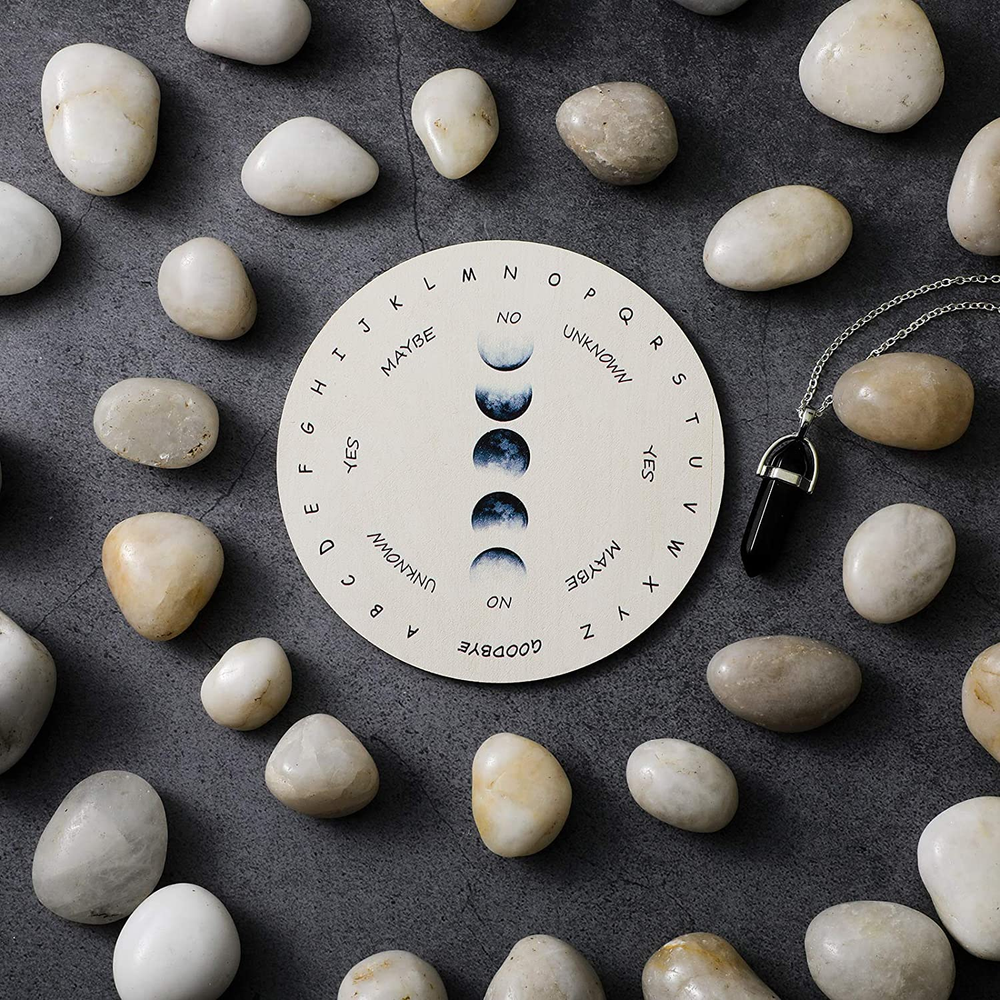 Moon Phase Pendulum Board Dowsing Divination Metaphysical Message Board Wooden C