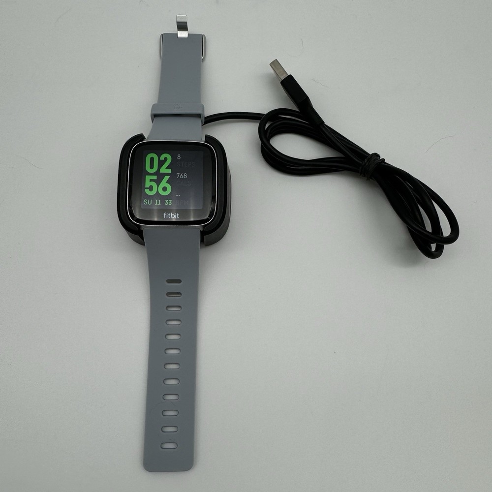 Fitbit Versa Smart Watch Bluetooth Fitness Tracker Silver Case (FB504) Large