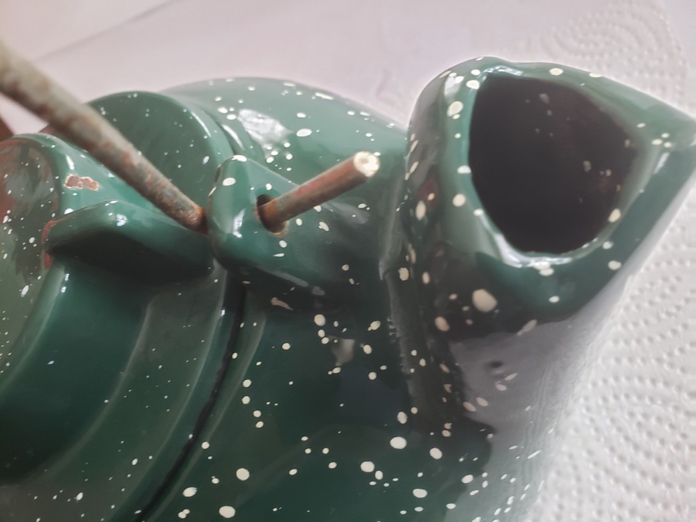 CAST IRON ENAMEL HUNTER GREEN HEARTH FIREPLACE HUMIDIFIER KETTLE BAIL HANDLE