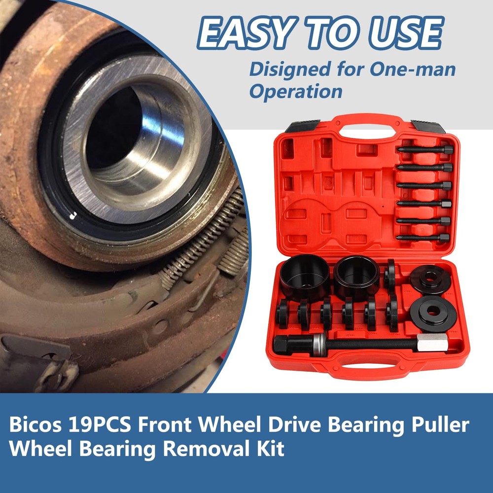 19PC Front Wheel Bearing Press & Puller Set FWD Installation Removal Master Kit