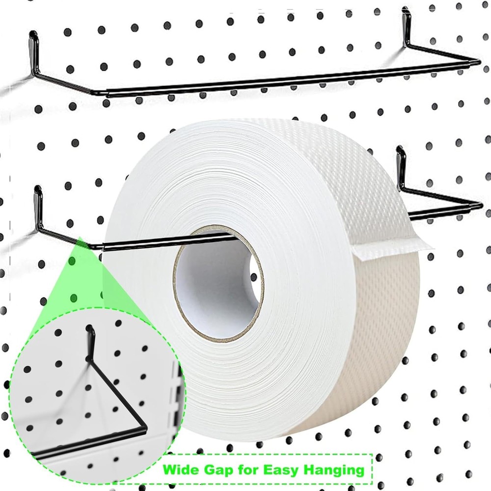 2 Pack Pegboard Paper Towel Holder Extendable Roller Hook for Garage & Workshop
