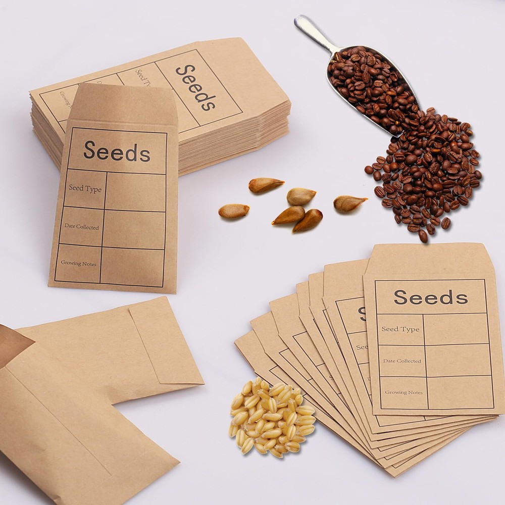 100 Pcs Kraft Seed Packets Envelopes for Flower Vegetables Seeds Storage