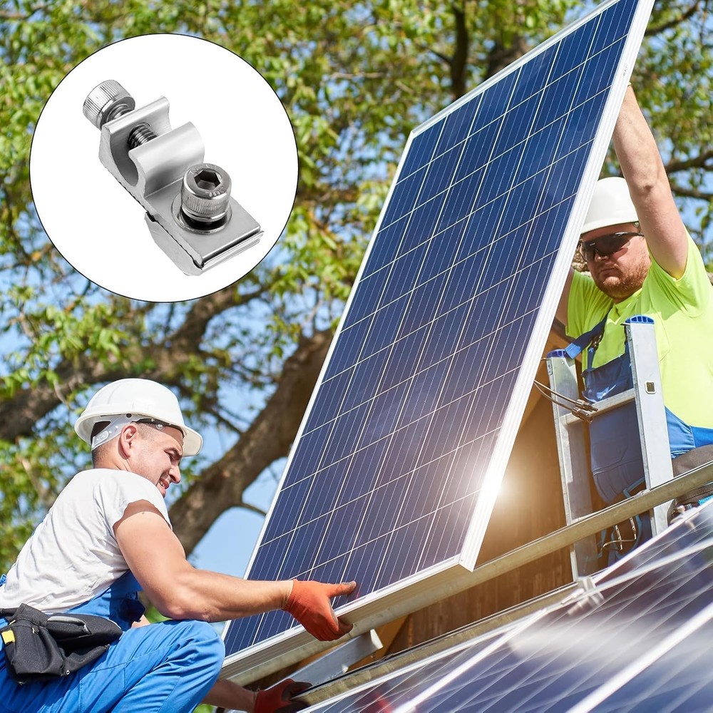 16 Pcs Solar Panel Grounding Lugs, Stainless Steel, Silver, Mount Silver