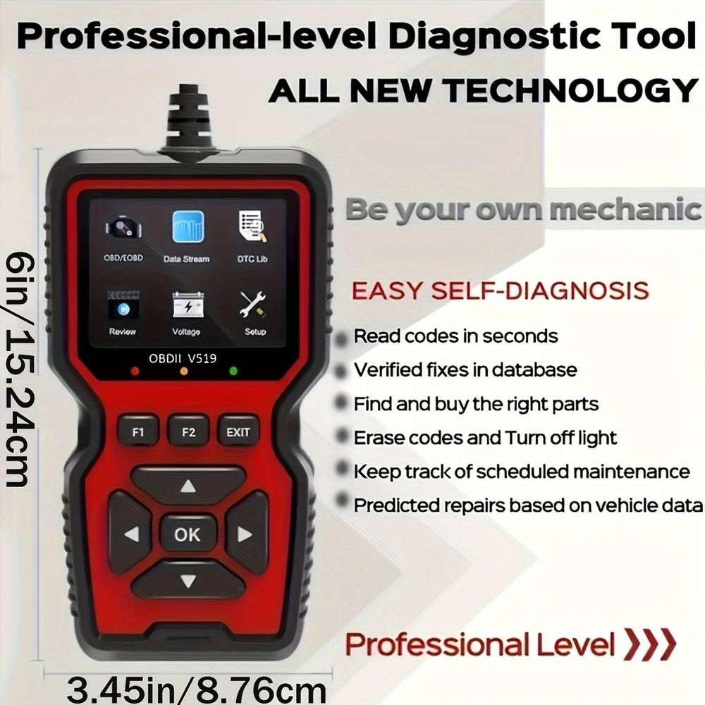 Engine System ​V519 Battery Tester Car OBD2 Code Reader OBD II EOBD Scanner Tool