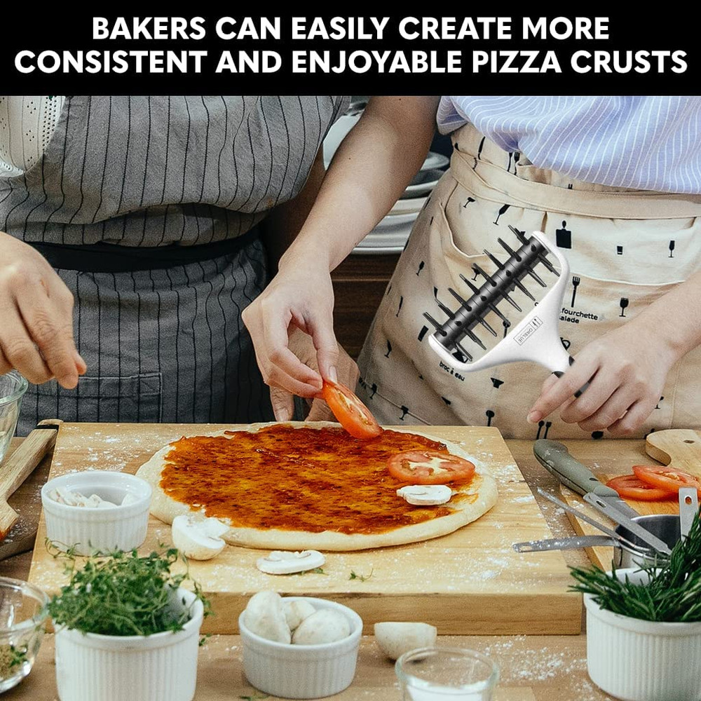 Pizza Dough Docker Pastry Roller with Spikes, Pizza Docking Tool for Home & Comm