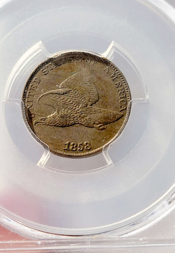 1858/7 Overdate Flying Eagle Cent 1C One Cent PCGS AU50 Weak