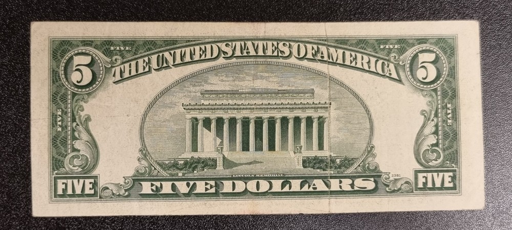 1950 D Five Dollar Federal Reserve Note $5 - GUTTER FOLD ERROR #92316