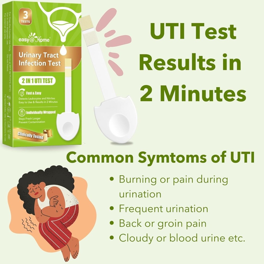 Reliable UTI Strips - 3 Pack, Detects Leukocytes & Nitrite, Easy Use