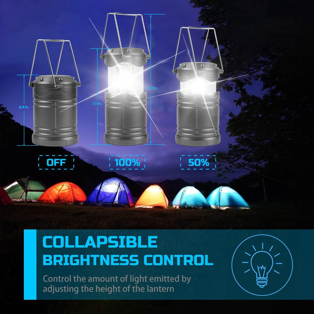 LED Camping Lantern, 4 Pack Battery Powered Flashlight for Power Outages