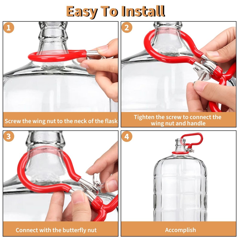 Dexspoeny 4Pcs Carboy Handle, Portable Glass Medium,