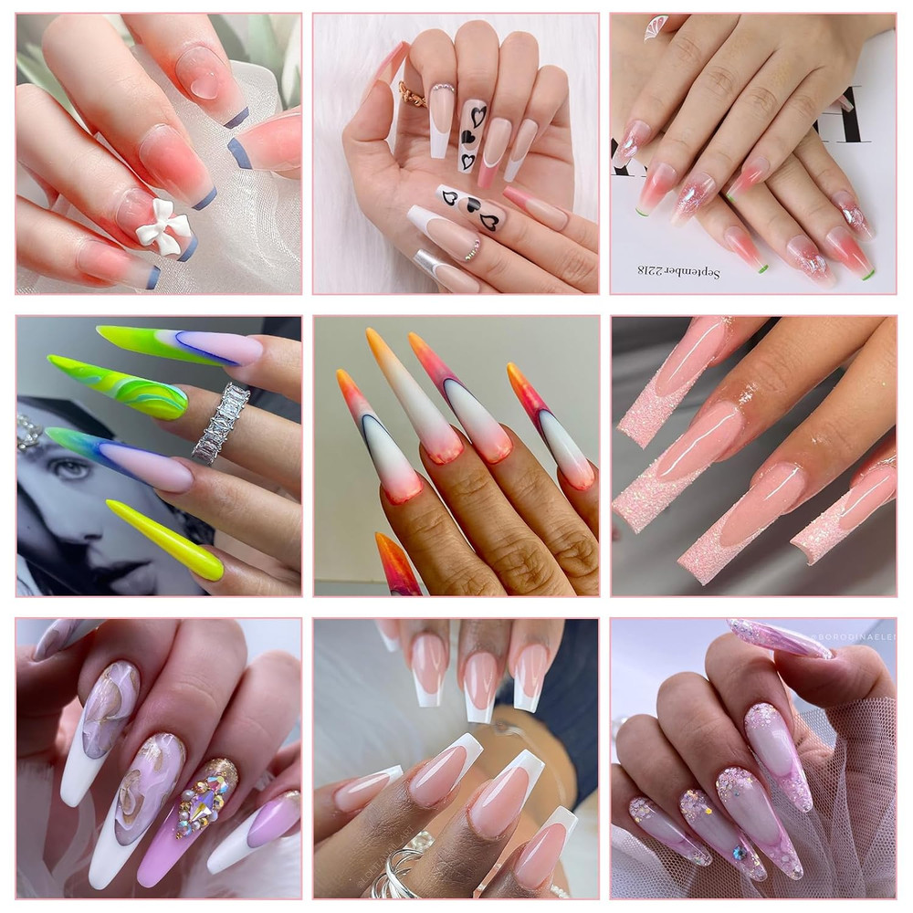 Nail Forms 100PCS, Acrylic Nail Forms for Nail Extension Tips, Long Nail Forms f