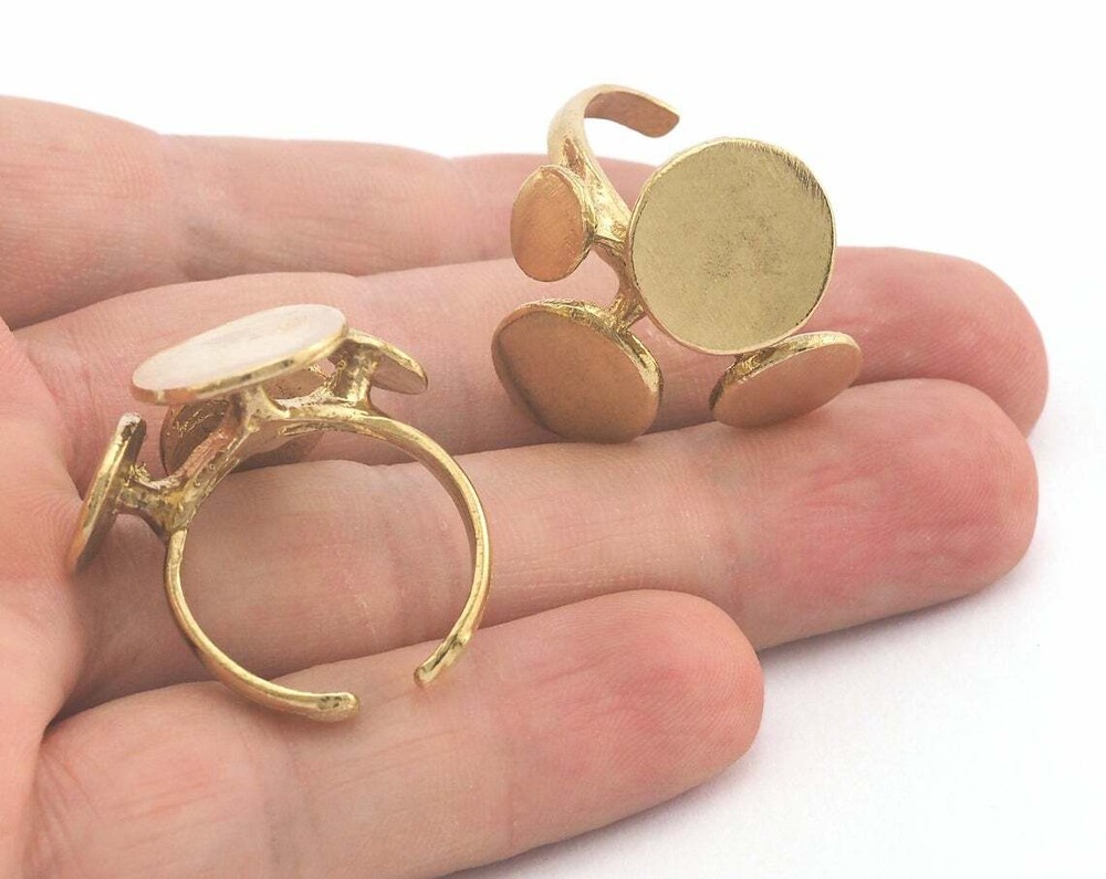 Circles Adjustable Ring Blank - raw brass 19mm 9US inner size - Adjustable 3678