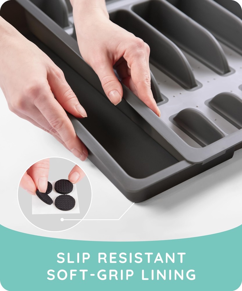 Expandable Kitchen Drawer Organizer Convenient Plastic Flatware Drawer Organizer