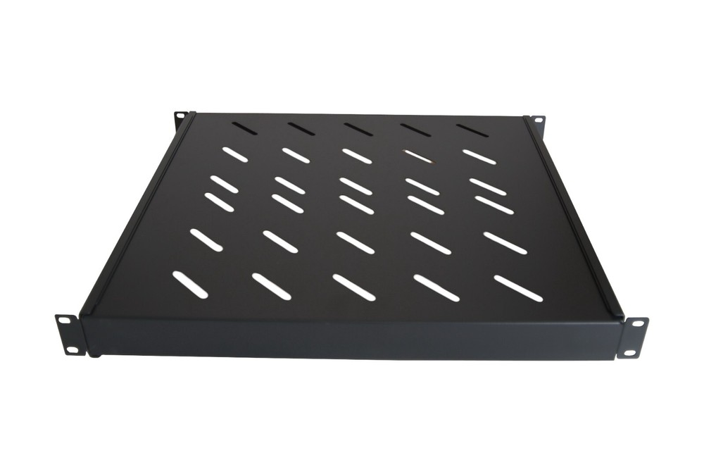 Fixed Server Rack Shelf 1U 19" 4 Post Mount Adjustable 16"-37" Extension Vented