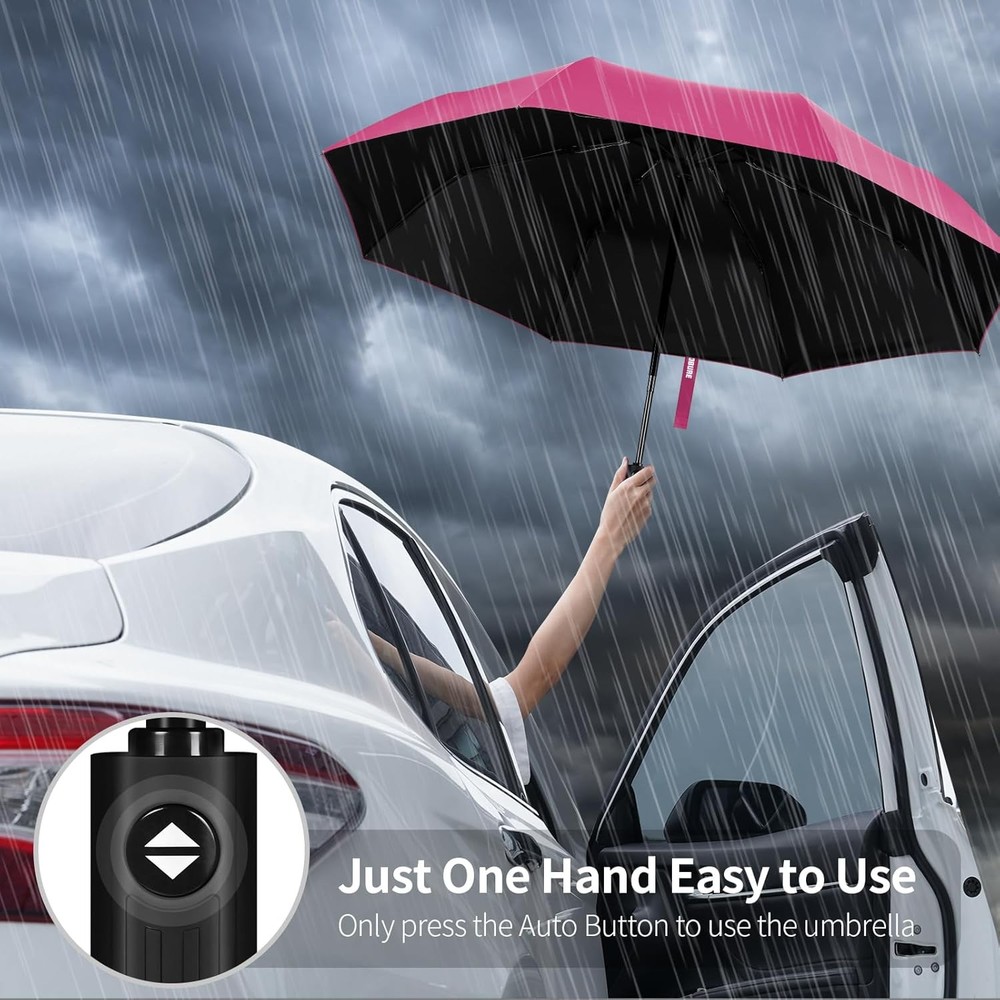 Yoobure Windproof Travel Umbrella - Automatic Umbrellas for Rain, Compact Foldin
