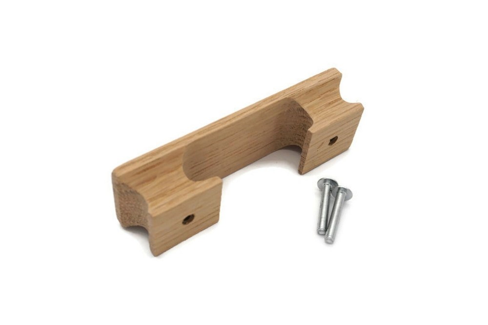 4 1/2" Square Oak Pull Mission Wood Pull Empire Pull Cabinet Drawer Wood Pull