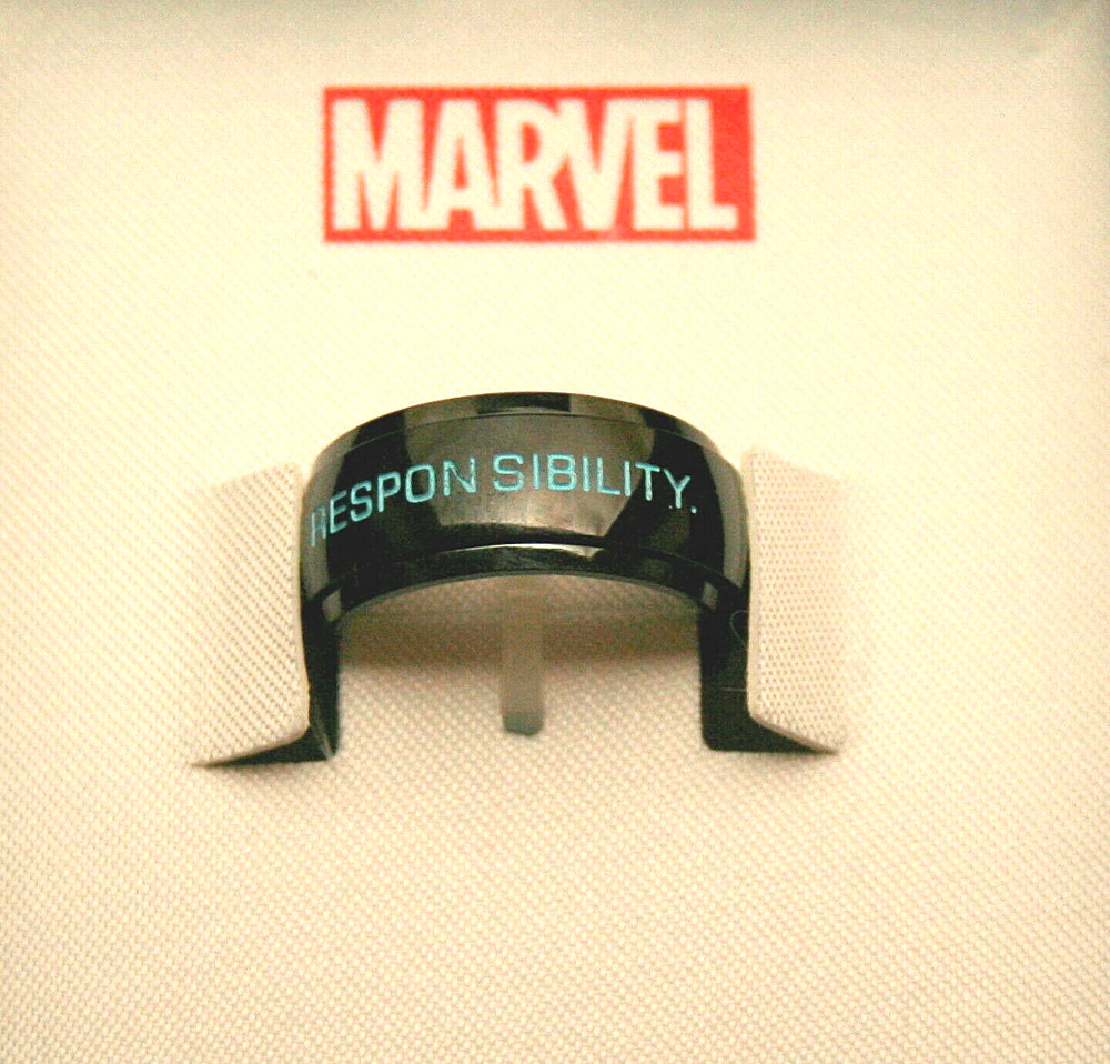 Marvel Spiderman Ring Great Power Comes Responsibility New NOS Box sz 9 NOS 2017
