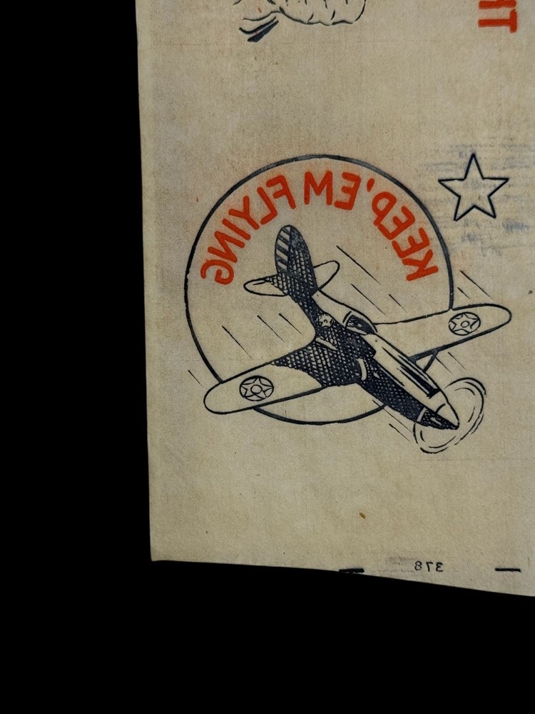 WWII Era Patriotic Uncle Sam Cracker Jack Transfer Airplane 1940s