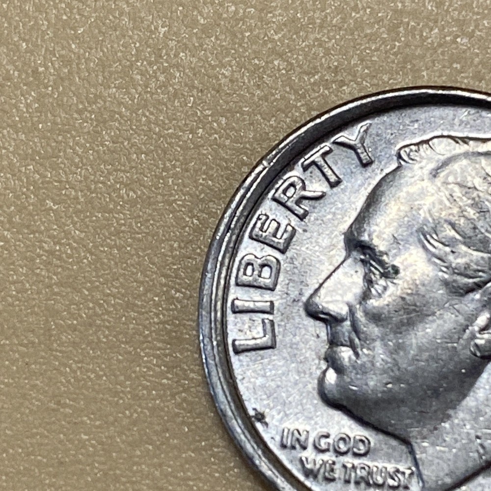 1991 P Roosevelt Dime Slightly Misaligned Die Error LBD-08