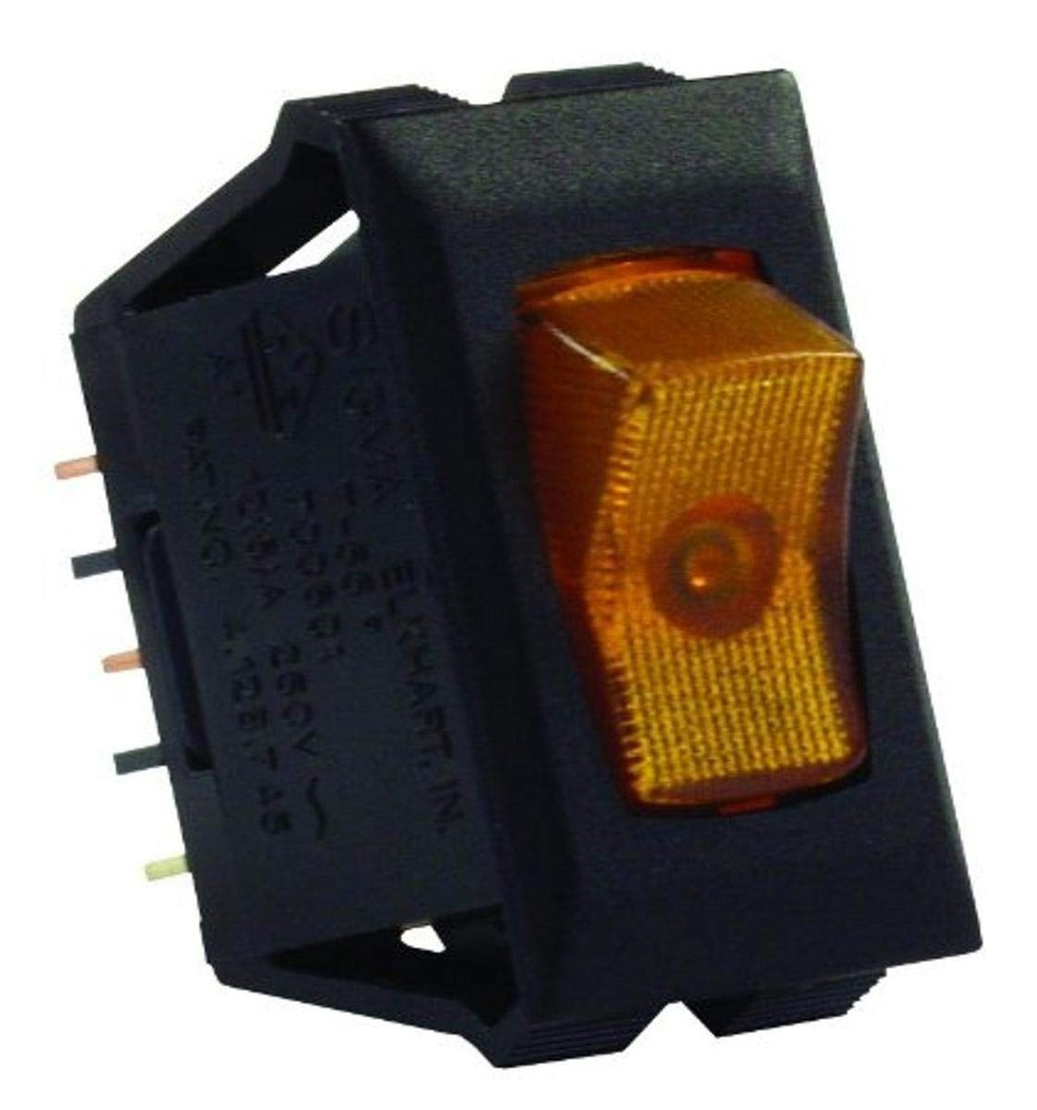 12555 Amber/Black SPST Illuminated On/Off Switch