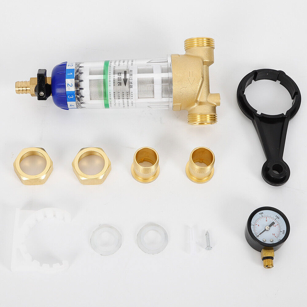 3/4in Home Reusable Sediment Water Filter Spin Down Mesh System Hot Water Filter