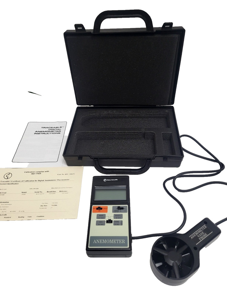 Fisher DA40 Handheld Traceable Digital Anemometer + Case & Probe - Tested